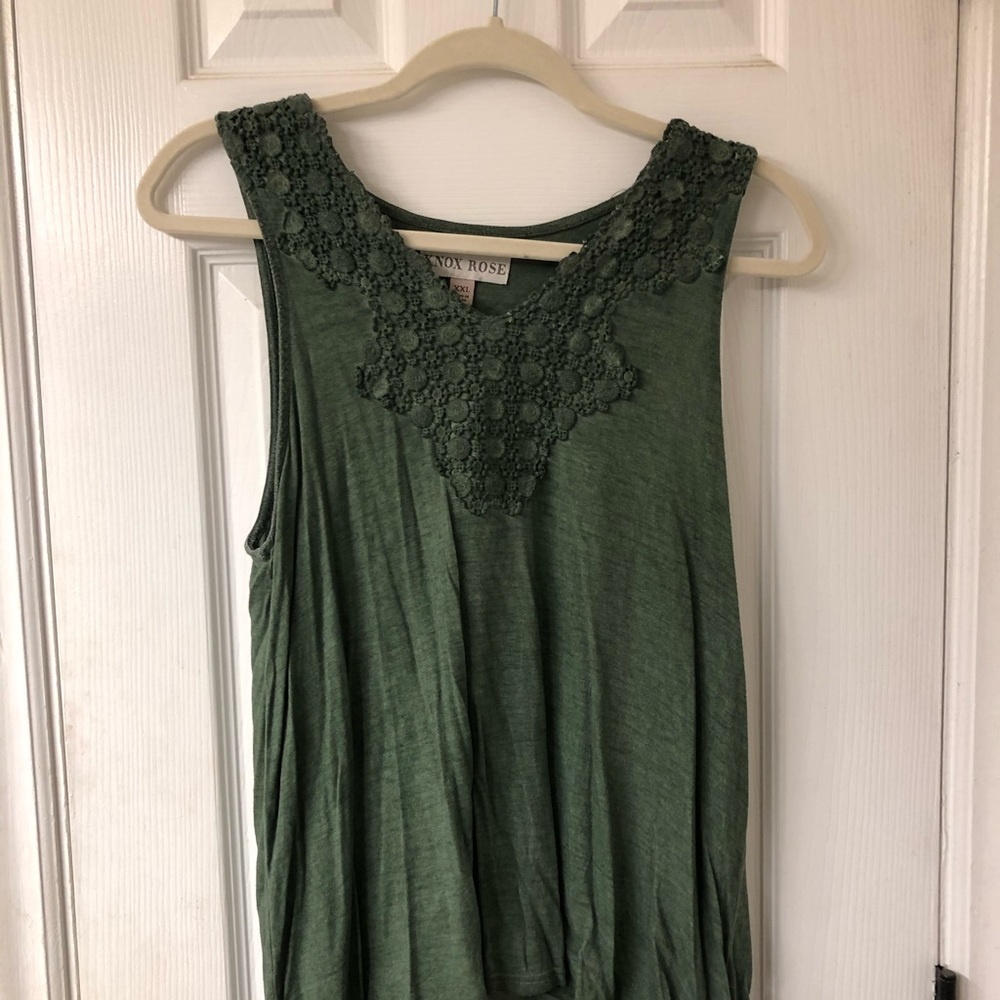 ivory green knox rose tank top